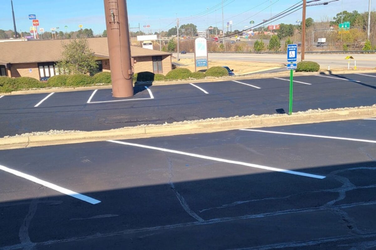 photo of newly sealcoated business parking lot