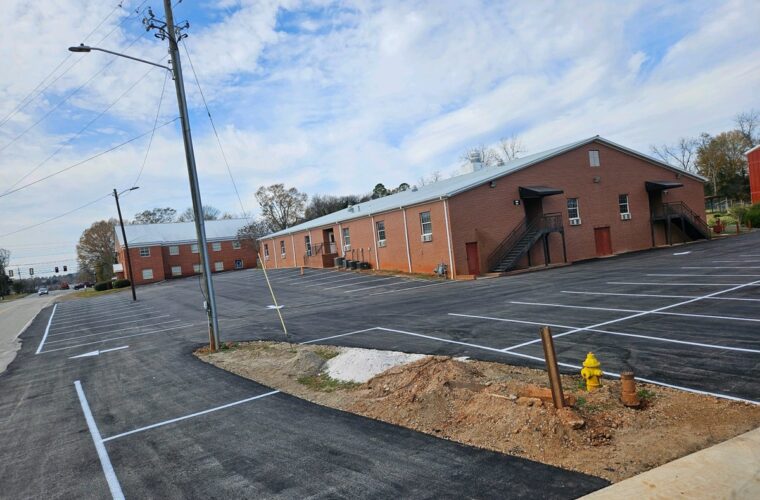 photo of newly paved business parking lot