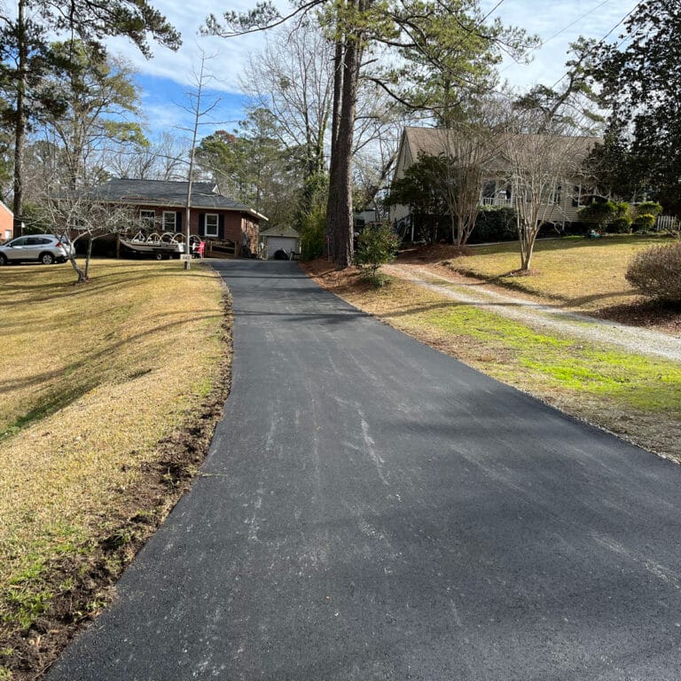 photo of newly paved residential driveway