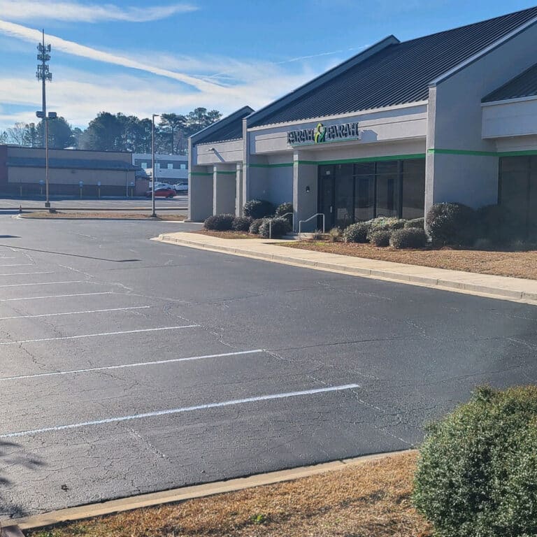 photo of newly paved business parking lot