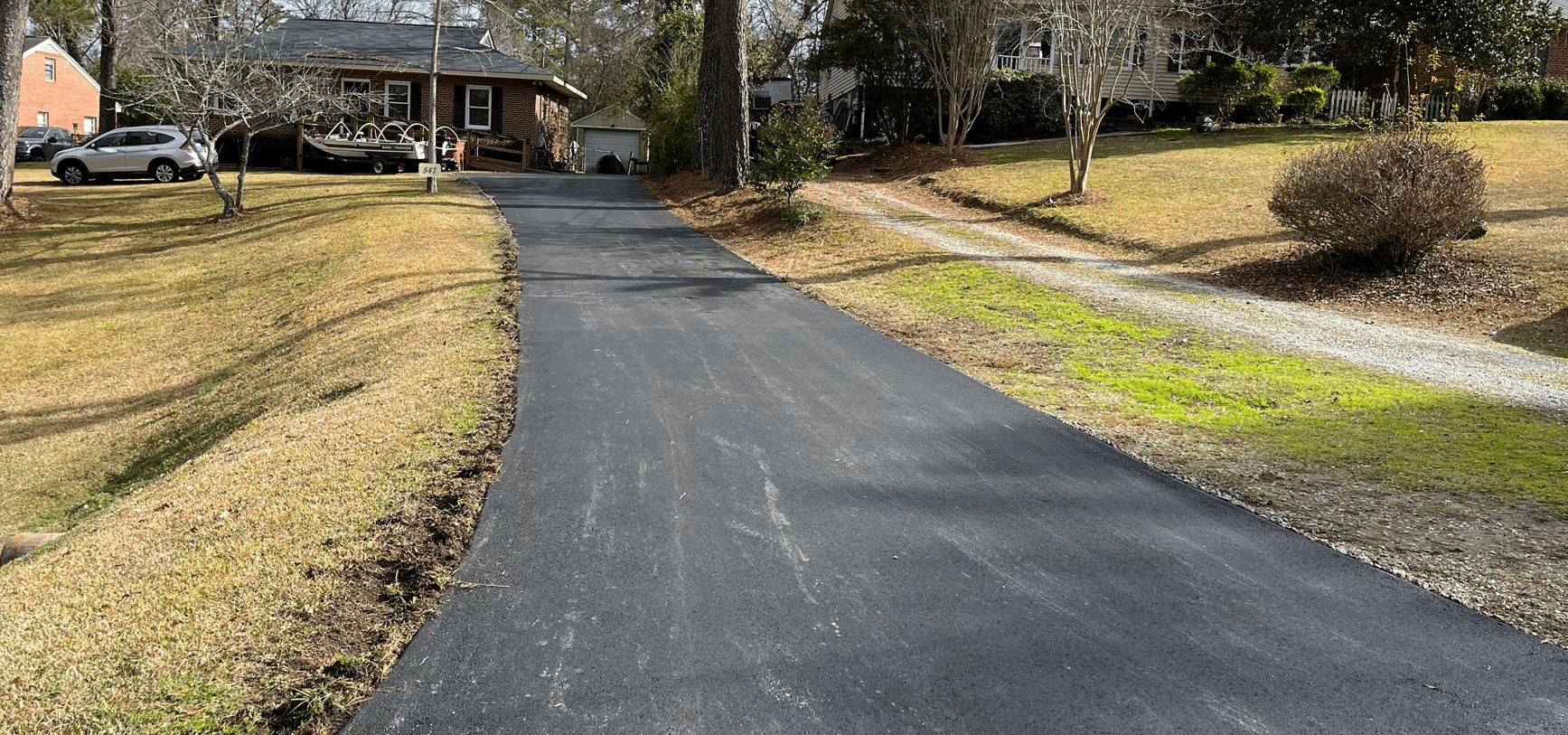 photo of newly paved residential driveway